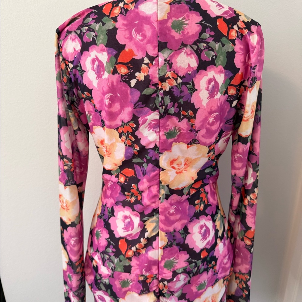 Lulu's Pink Floral Long Sleeve Top - Picture 3 of 5